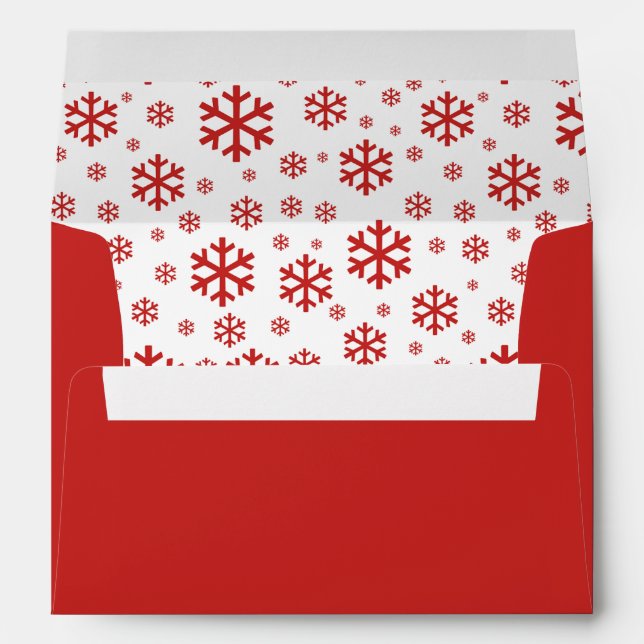 Red white elegant snowflakes patterned envelopes (Back (Bottom))