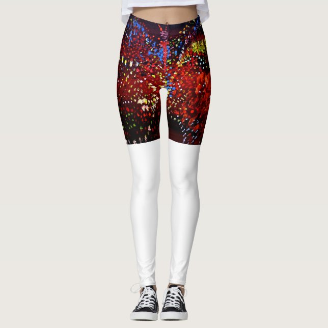 Red White , Espressionsim  Leggings (Front)