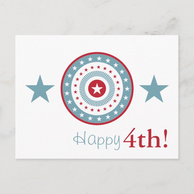 Red White et Blue Stars 4 juillet Cartes postales (Devant)