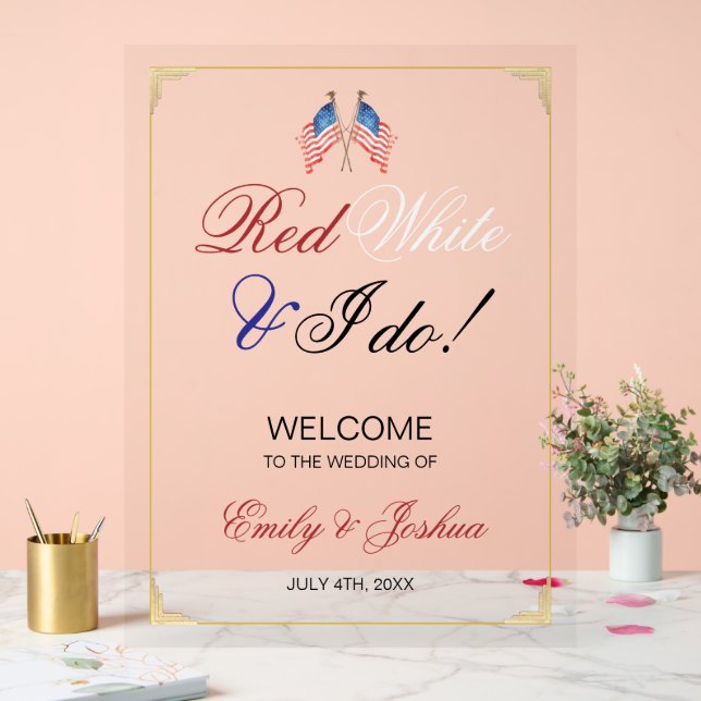 Red White et I Do USA Drapeau Mariage Bienvenue (Mariage)