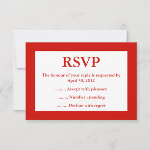 Red & White Event Reply, RSVP or Response Cards