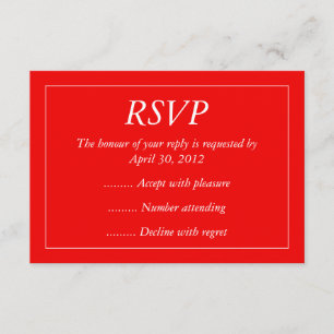 Red & White Event Reply, RSVP or Response Cards