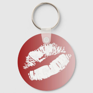 Red white fade lips smooch kiss keychain