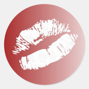 Red white fade lips smooch kiss stickers