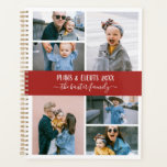 Red White Family Photo Collage Planner<br><div class="desc">Stylish planner you can personalize with six of your own photos in a minimalist photo collage. Personalize further with your name or family name in white calligraphy letters. The back features a pattern of preppy red and white stripes.</div>