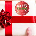Red White Festive Lights and Snowflakes Christmas Classic Round Sticker<br><div class="desc">This is a vibrant Christmas sticker designed to add a personal touch to your holiday gifts. It features a beautiful gradient background. The backdrop is adorned with delicate white snowflakes and colourful Christmas lights, adding a dash of holiday cheer. The words "Merry Christmas" are elegantly scripted in white and green,...</div>