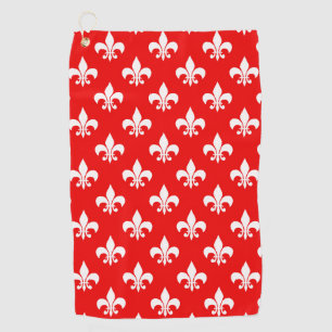 Red White Fleur-de-lis Golf Towel