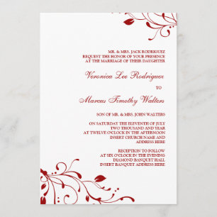 Red & White Floral Decal Invitation