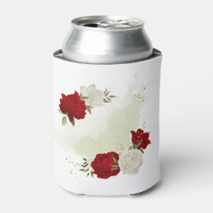 Red white floral greenery  can cooler