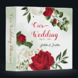 red & white floral greenery gold photo album  binder<br><div class="desc">beautiful red and white flowers with romantic green leaves gold wreath wedding photo album binder. 
The gold glitter details are simulated</div>
