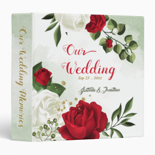 red & white floral greenery gold photo album binder