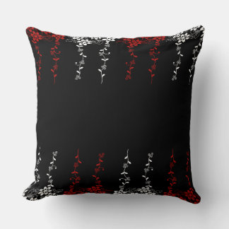 Red White Floral Pattern Graphic  Throw Pillow