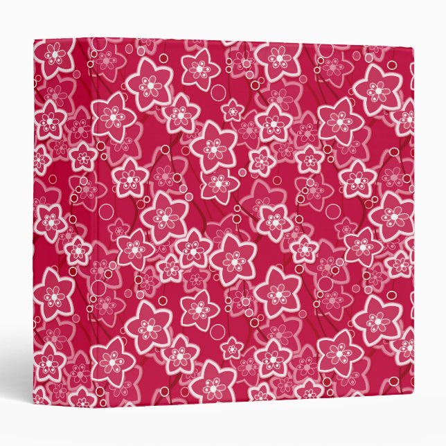 red white floral rustic fashion pattern retro binder (Front/Spine)