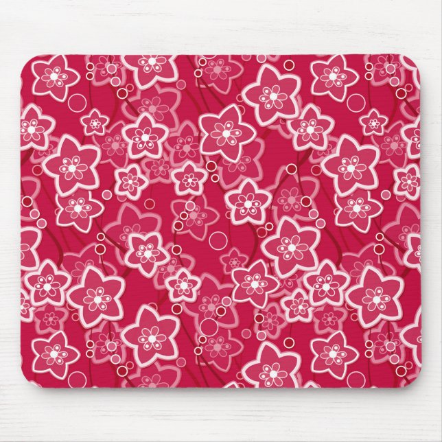 red white floral rustic fashion pattern retro mouse pad (Front)