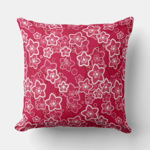 red white floral rustic fashion pattern retro throw pillow
