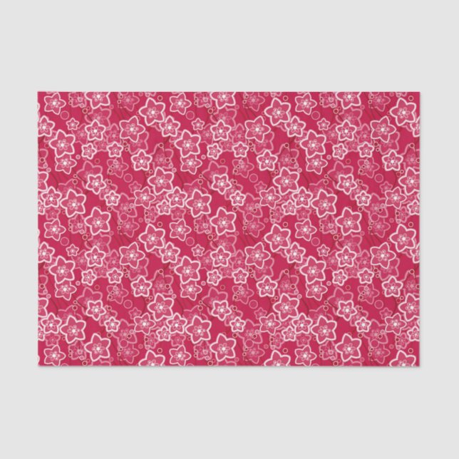 red white floral rustic fashion pattern retro tissue paper (Front)