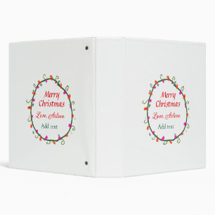 red white floral watercolor wreath merry Christmas Binder
