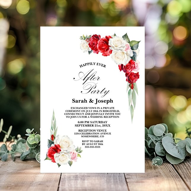Red White Floral Wedding After Party Invitation (Creator Uploaded)