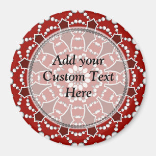 Red&White Flower Burst w/ Custom Text  Magnet