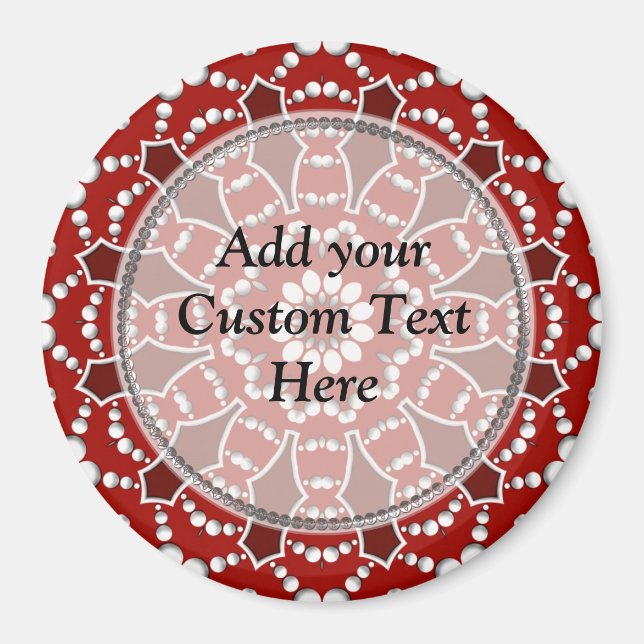 Red&White Flower Burst w/ Custom Text  Magnet (Front)