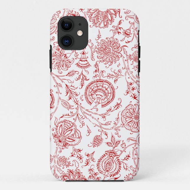 Red & White Flower Pattern Case-Mate iPhone Case (Back)