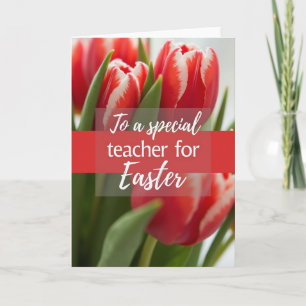 Red White Flower Thank You Card