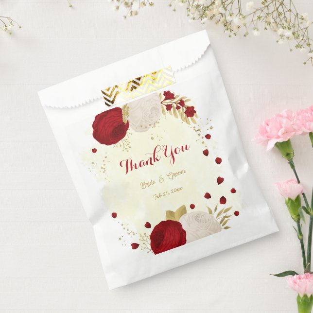 red & white flowers gold favour bag (Sealed)
