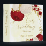 red & white flowers gold wedding photo album binder<br><div class="desc">Romantic dark red & white flowers with gold leaves botanical wedding photo album binder
The glitter details are simulated.</div>
