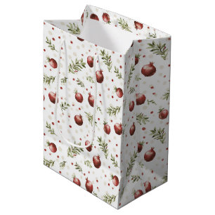 Red White Fruit Pomegranate Christmas Medium Gift Bag