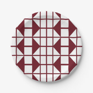 Red White Geometric Party  Paper Plate