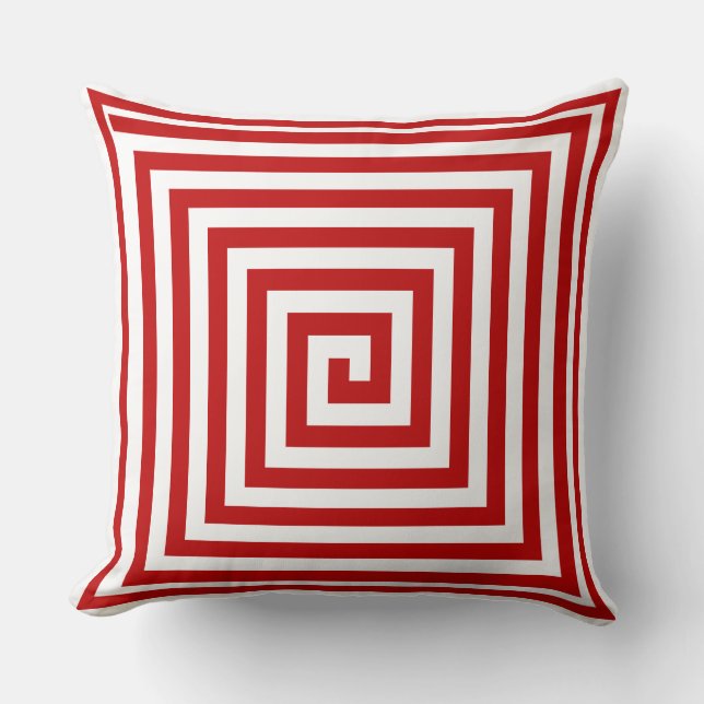 Red & White Geometrics Solid Reverse  Throw Pillow (Front)