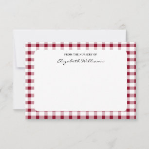 Red & White Gingham Border Personalized Note Card