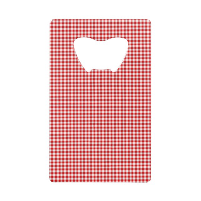 Red-White Gingham-CARD BOTTLE OPENER Credit Card Bottle Opener (Front)