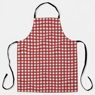 Red White Gingham Check Plaid Apron