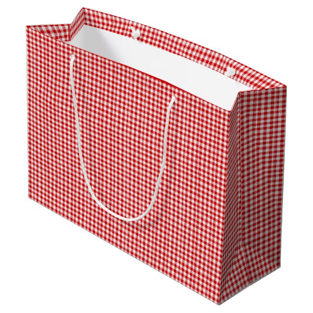 Red-White Gingham-GIFT BAG L (Back Angled)