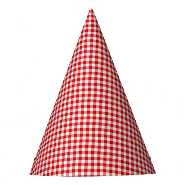 Red-White Gingham-PAPER PARTY HATS (Front)