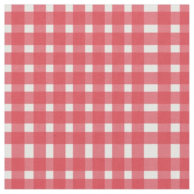 Red White Gingham Pattern  Fabric (Close Up)