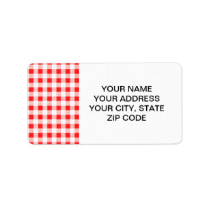 Red White Gingham Pattern Label