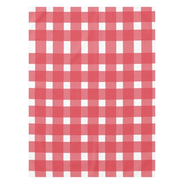Red White Gingham Pattern Tablecloth (Front)