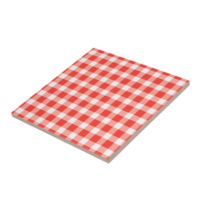Red White Gingham Pattern Tile (Side)