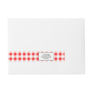 Red White Gingham Pattern Wraparound Address Label