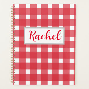 Red White Gingham Personalized Planner