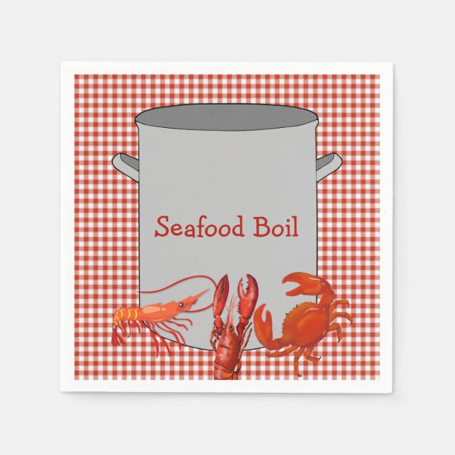 Red White Gingham Seafood Boil Napkin (Front)