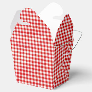 Red-White Ginham-PARTY FAVOR BOX, take out Box