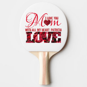 Red White Girly Chic Elegant Modern Mothers Day Ping Pong Paddle