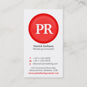 Red & white glass circle business card