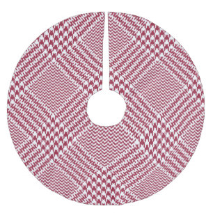 Red White Glen Plaid: Tweed Tartan Brushed Polyester Tree Skirt