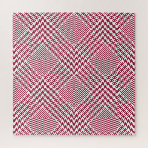 Red White Glen Plaid: Tweed Tartan Jigsaw Puzzle