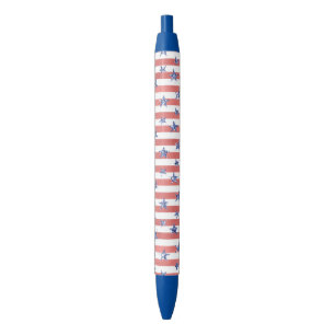 Red White Glitter Blue Stars Stripes Blue Ink Pen