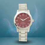 Red White Gold Monogram Name Script Watch<br><div class="desc">Elegant Gold Monogram with Name Script. 
Easily personalized as a gift for family and friends.</div>